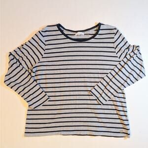 Calvin Klein Women's XL Striped Long Sleeve T-shirt Gray Black EUC